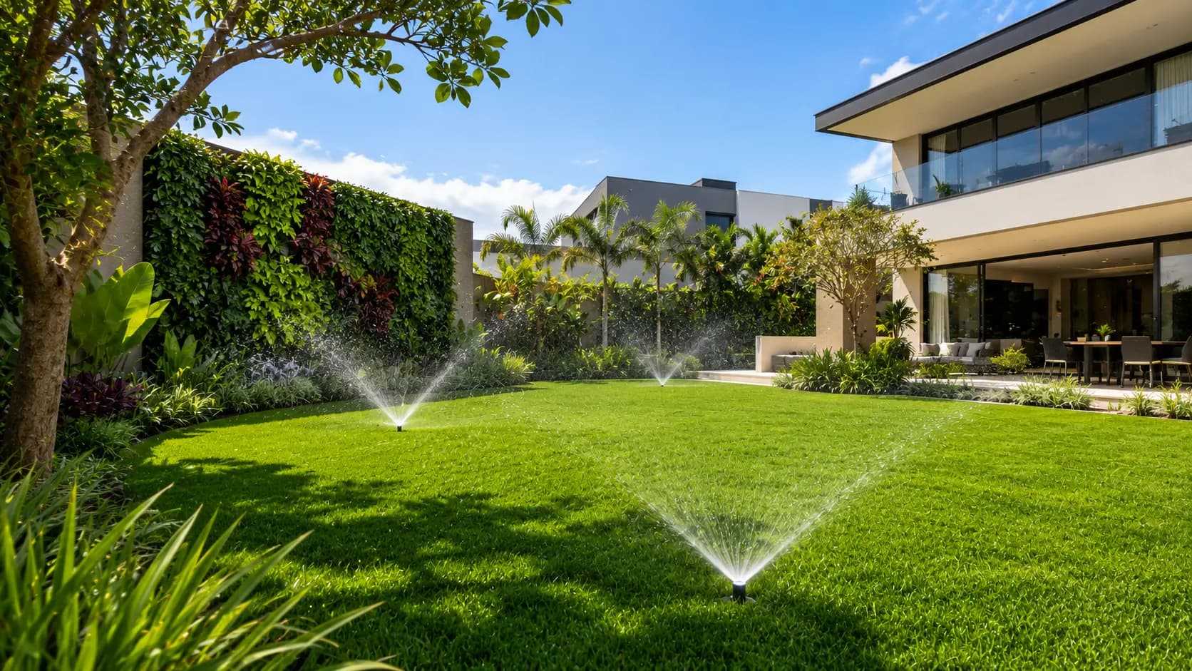 Área verde premium com irrigação automatizada